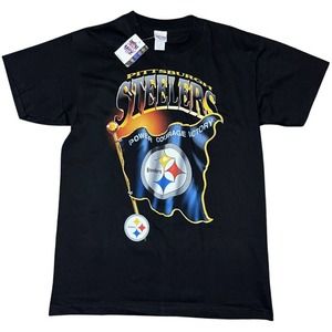 Vintage Pittsburgh Steelers TShirt NFL Big Flag Logo True Fan Brand NWT Medium